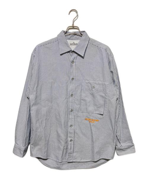STONE ISLAND（ストーンアイランド）STONE ISLAND (ストーンアイランド) マリーナ ストライプ オックスフォードシャツ ホワイト×ブルー サイズ:Mの古着・服飾アイテム