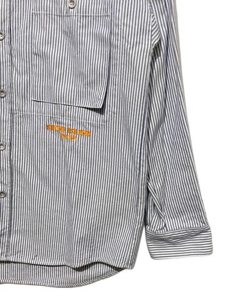 STONE ISLAND（ストーンアイランド）STONE ISLAND (ストーンアイランド) マリーナ ストライプ オックスフォードシャツ ホワイト×ブルー サイズ:Mの古着・服飾アイテム