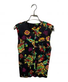 PLEATS PLEASE（プリーツプリーズ）の古着「総柄ノースリーブプリーツブラウス」｜ブラック