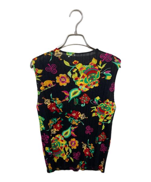 PLEATS PLEASE（プリーツプリーズ）PLEATS PLEASE (プリーツプリーズ) 総柄ノースリーブプリーツブラウス ブラック サイズ:3の古着・服飾アイテム