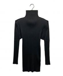 PLEATS PLEASE（プリーツプリーズ）の古着「ハイネックプリーツカットソー」｜ブラック