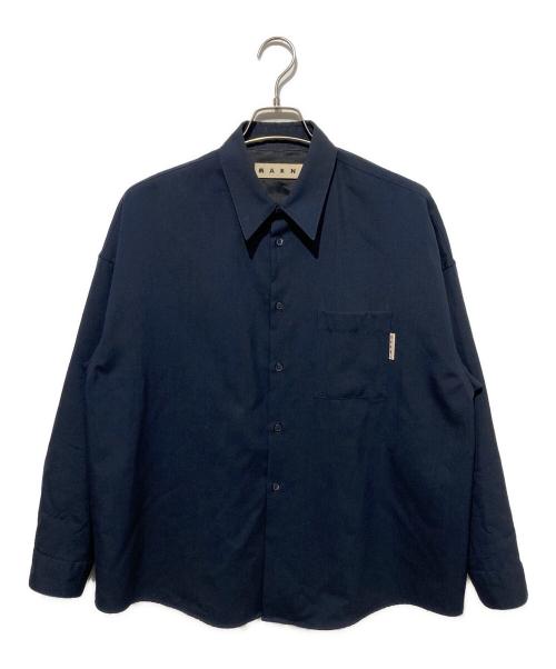 MARNI（マルニ）MARNI (マルニ) トロピカルウールシャツ ネイビー サイズ:44の古着・服飾アイテム