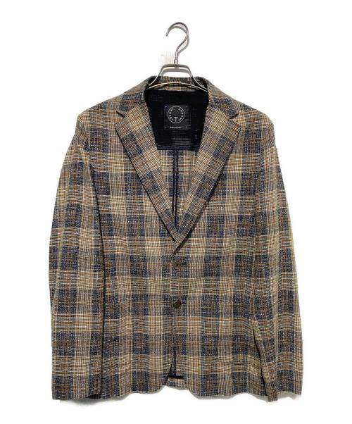 T-JACKET By TONELLO（ティージャケット バイ トネッロ）T-JACKET By TONELLO (ティージャケット バイ トネッロ) チェックテーラードジャケット ベージュ サイズ:XLの古着・服飾アイテム