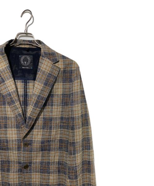 T-JACKET By TONELLO（ティージャケット バイ トネッロ）T-JACKET By TONELLO (ティージャケット バイ トネッロ) チェックテーラードジャケット ベージュ サイズ:XLの古着・服飾アイテム