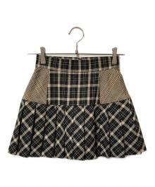 ANDMARY（アンドマリー）の古着「Coco check pleats skirt」｜ブラック×ベージュ