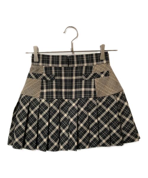 ANDMARY（アンドマリー）ANDMARY (アンドマリー) Coco check pleats skirt ブラック×ベージュ サイズ:Sの古着・服飾アイテム