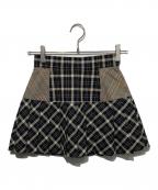 and marryアンドマリー）の古着「Coco check pleats skir」｜ブラック×ベージュ