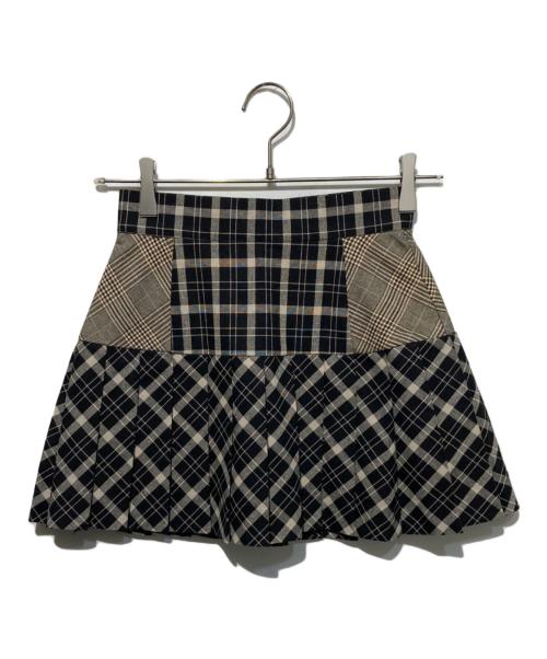 and marry（アンドマリー）and marry (アンドマリー) Coco check pleats skir ブラック×ベージュ サイズ:Sの古着・服飾アイテム