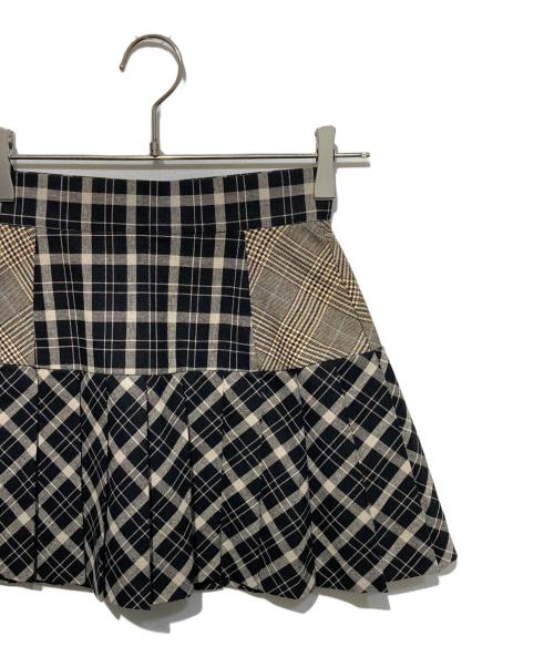 and marry（アンドマリー）and marry (アンドマリー) Coco check pleats skir ブラック×ベージュ サイズ:Sの古着・服飾アイテム