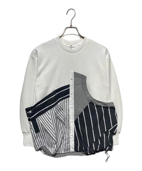 UN3D.（アンスリード）UN3D. (アンスリード) シャツデザインドッキングスウェット ホワイト サイズ:36の古着・服飾アイテム