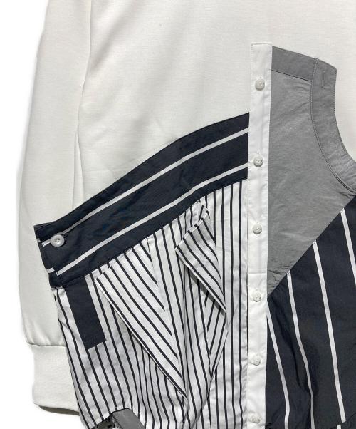 UN3D.（アンスリード）UN3D. (アンスリード) シャツデザインドッキングスウェット ホワイト サイズ:36の古着・服飾アイテム