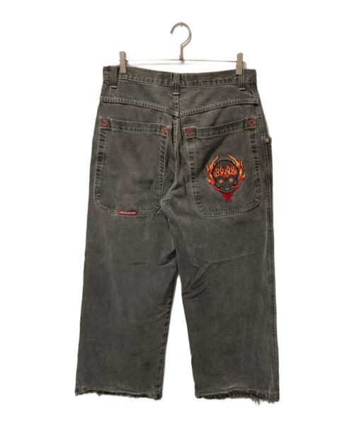 JNCO JEANS（ジェーエヌシーオー ジーンズ）jnco jeans (ジェーエヌシーオー ジーンズ) バック刺繍バギーデニムパンツ ブラック サイズ:W34の古着・服飾アイテム