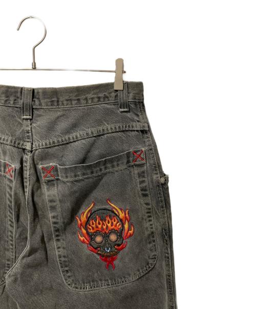 JNCO JEANS（ジェーエヌシーオー ジーンズ）jnco jeans (ジェーエヌシーオー ジーンズ) バック刺繍バギーデニムパンツ ブラック サイズ:W34の古着・服飾アイテム