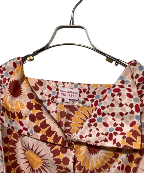 Vivienne Westwood RED LABE（ヴィヴィアンウエストウッドレッドレーベル）Vivienne Westwood RED LABE (ヴィヴィアンウエストウッドレッドレーベル) 幾何学花柄 チュニックワンピース オレンジ×レッド サイズ:2の古着・服飾アイテム