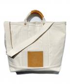 HENDER SCHEMEエンダースキーマ）の古着「campus bag big トートバッグ」｜ホワイト×ブラウン