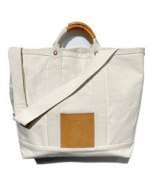 HENDER SCHEME（エンダースキーマ）の古着「campus bag big トートバッグ」｜ホワイト×ブラウン