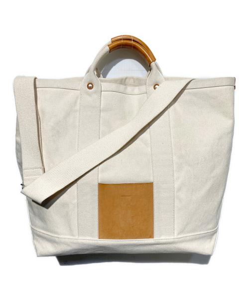 HENDER SCHEME（エンダースキーマ）Hender Scheme (エンダースキーマ) campus bag big トートバッグ ホワイト×ブラウンの古着・服飾アイテム