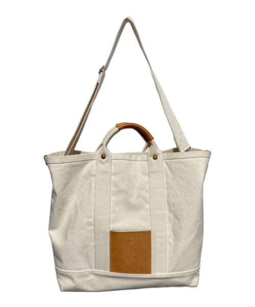 HENDER SCHEME（エンダースキーマ）Hender Scheme (エンダースキーマ) campus bag big トートバッグ ホワイト×ブラウンの古着・服飾アイテム