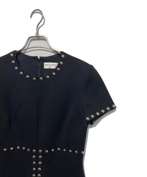 Saint Laurent Paris（サンローランパリ）Saint Laurent Paris (サンローランパリ) ラウンドスタッズワンピース ブラック サイズ:Mの古着・服飾アイテム