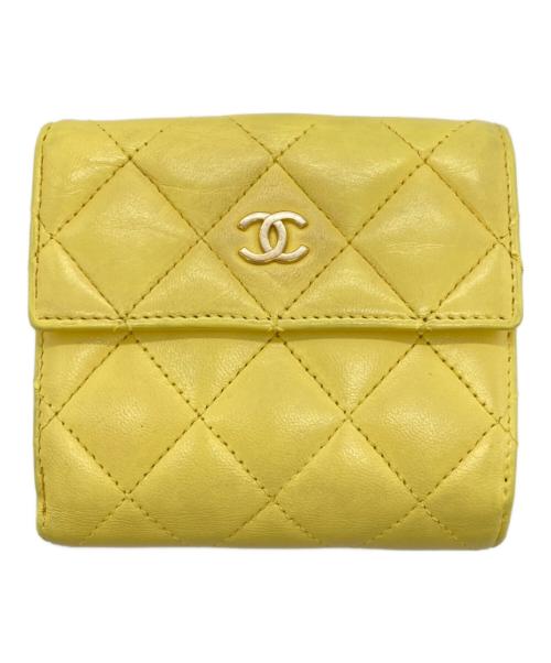 CHANEL（シャネル）CHANEL (シャネル) マトラッセ 三つ折り財布 イエローの古着・服飾アイテム