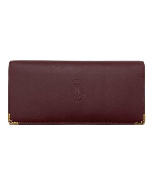 Cartier（カルティエ）Cartier (カルティエ) マスト ドゥ 札入れ ワインレッドの古着・服飾アイテム