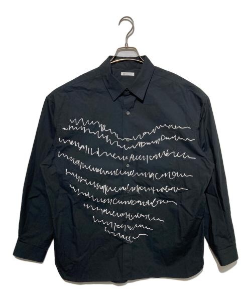 HERALBONY（ヘラルボニー）HERALBONY (ヘラルボニー) レギュラーカラーシャツ「heart-mm2024」 ブラック サイズ:Lの古着・服飾アイテム