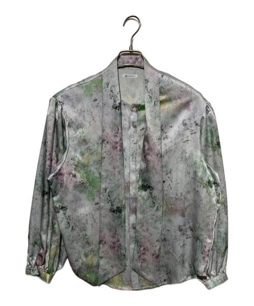HERALBONY（ヘラルボニー）HERALBONY (ヘラルボニー) サテンボウタイブラウス「サクラ」 グレー サイズ:Fの古着・服飾アイテム