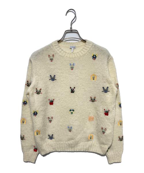 LOEWE（ロエベ）LOEWE (ロエベ) embroidered wool sweater/エンブロイダリー プルオーバー ベージュ サイズ:ＸＳの古着・服飾アイテム