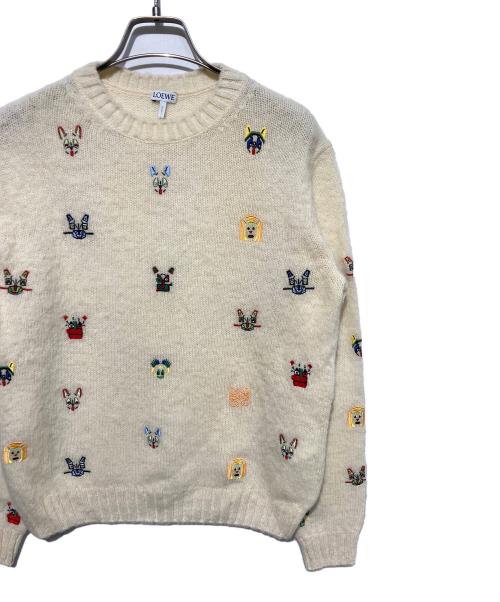LOEWE（ロエベ）LOEWE (ロエベ) embroidered wool sweater/エンブロイダリー プルオーバー ベージュ サイズ:ＸＳの古着・服飾アイテム