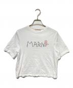 MARNIマルニ）の古着「ロゴ刺繍クロップドTシャツ」｜ホワイト