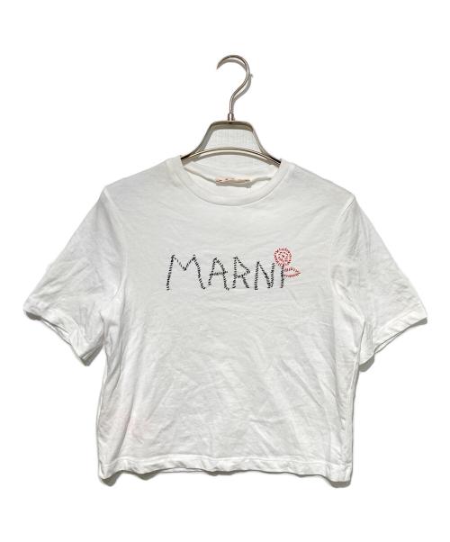 MARNI（マルニ）MARNI (マルニ) ロゴ刺繍クロップドTシャツ ホワイト サイズ:Kids 12の古着・服飾アイテム