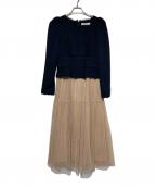 HER LIP TOハーリップトゥ）の古着「Baccarat Tule Long Dres」｜ネイビー×ベージュ