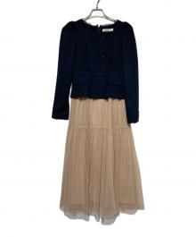 HER LIP TO（ハーリップトゥ）の古着「Baccarat Tule Long Dres」｜ネイビー×ベージュ