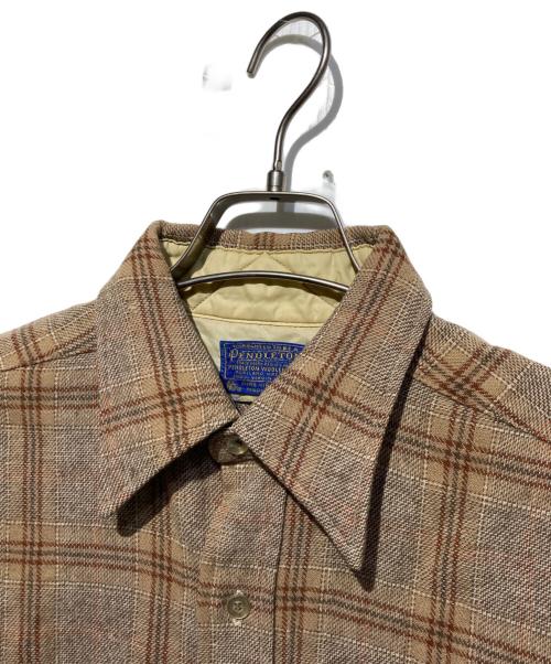 PENDLETON（ペンドルトン）PENDLETON (ペンドルトン) 70s ウールチェックシャツ ブラウン サイズ:Mの古着・服飾アイテム