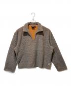 stussyステューシー）の古着「WOOL BLEND SHERPA PULLOVER」｜グレー×オレンジ