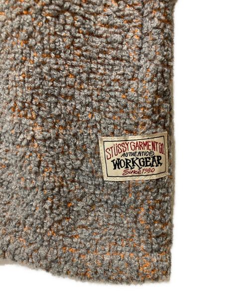 stussy（ステューシー）stussy (ステューシー) WOOL BLEND SHERPA PULLOVER グレー×オレンジ サイズ:Sの古着・服飾アイテム