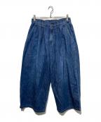 journal standard luxeジャーナルスタンダード ラックス）の古着「10OZ タックワイドパンツ」｜インディゴ