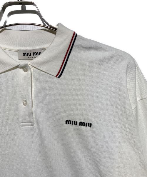 MIU MIU（ミュウミュウ）MIU MIU (ミュウミュウ) コットンピケ ポロシャツ ホワイト サイズ:Sの古着・服飾アイテム