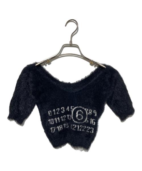 MM6 Maison Margiela（エムエムシックスメゾンマルジェラ）MM6 Maison Margiela (エムエムシックスメゾンマルジェラ) クロップドロゴニット ブラック サイズ:Sの古着・服飾アイテム