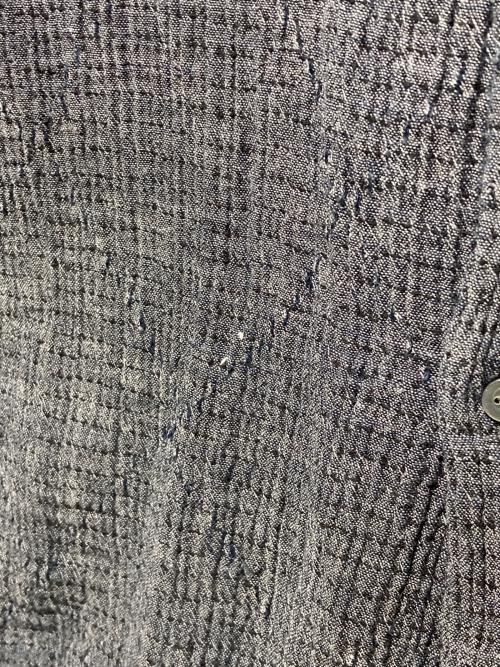 Porter Classic（ポータークラシック）Porter Classic (ポータークラシック) SASHIKO STRETCH KEROUAC SHIRT グレー サイズ:Lの古着・服飾アイテム