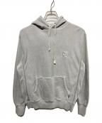 FTCエフティーシー）の古着「PIGMENT DYED BOX LOGO PULLOVER HOODY」｜グレー