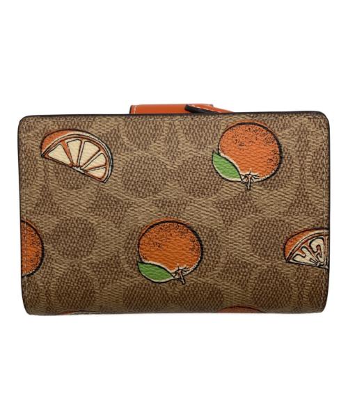 COACH（コーチ）COACH (コーチ) 2つ折り財布 ベージュ×オレンジの古着・服飾アイテム
