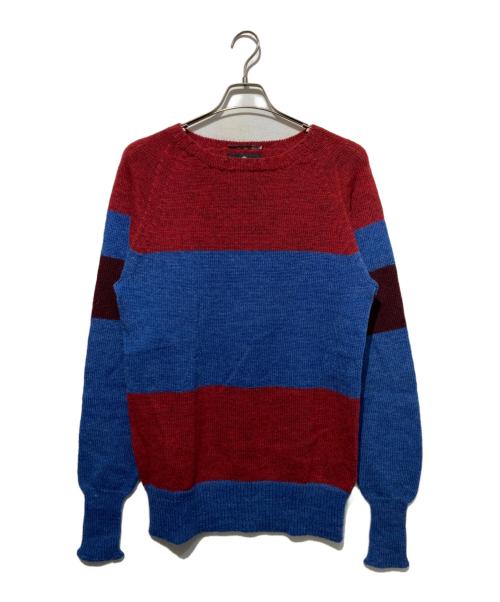 NIGEL CABOURN（ナイジェルケーボン）NIGEL CABOURN (ナイジェルケーボン) クルーネックニット ブルー×レッド サイズ:48の古着・服飾アイテム