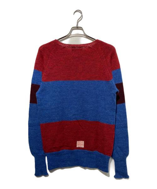 NIGEL CABOURN（ナイジェルケーボン）NIGEL CABOURN (ナイジェルケーボン) クルーネックニット ブルー×レッド サイズ:48の古着・服飾アイテム