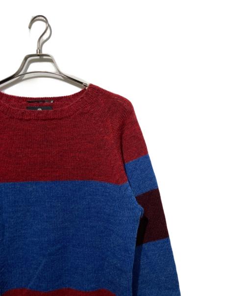 NIGEL CABOURN（ナイジェルケーボン）NIGEL CABOURN (ナイジェルケーボン) クルーネックニット ブルー×レッド サイズ:48の古着・服飾アイテム