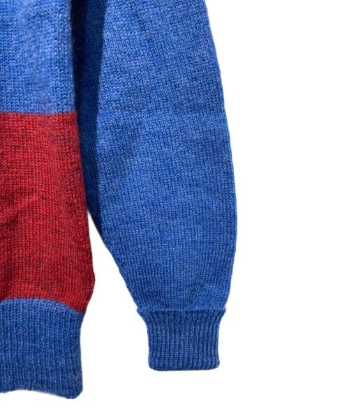 NIGEL CABOURN（ナイジェルケーボン）NIGEL CABOURN (ナイジェルケーボン) クルーネックニット ブルー×レッド サイズ:48の古着・服飾アイテム