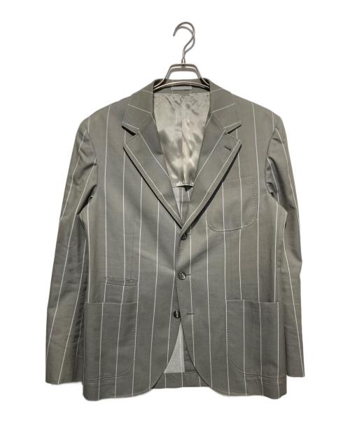 BRUNELLO CUCINELLI（ブルネロクチネリ）BRUNELLO CUCINELLI (ブルネロクチネリ) ストライプテーラードジャケット グレー サイズ:48の古着・服飾アイテム