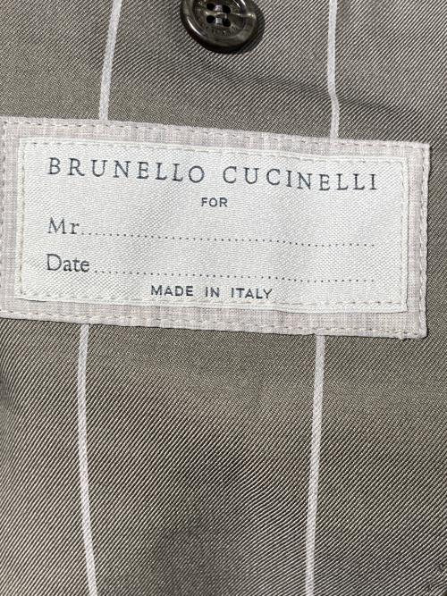 BRUNELLO CUCINELLI（ブルネロクチネリ）BRUNELLO CUCINELLI (ブルネロクチネリ) ストライプテーラードジャケット グレー サイズ:48の古着・服飾アイテム