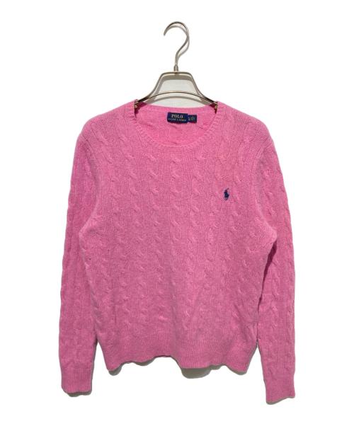 POLO RALPH LAUREN（ポロ・ラルフローレン）POLO RALPH LAUREN (ポロ・ラルフローレン) カシミヤ混ケーブルニット ピンク サイズ:Lの古着・服飾アイテム
