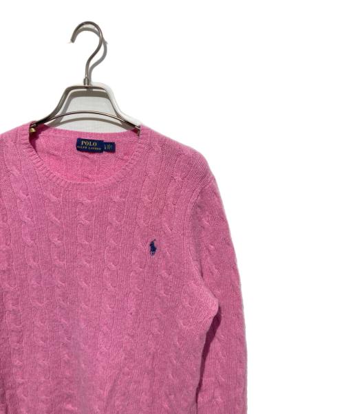 POLO RALPH LAUREN（ポロ・ラルフローレン）POLO RALPH LAUREN (ポロ・ラルフローレン) カシミヤ混ケーブルニット ピンク サイズ:Lの古着・服飾アイテム
